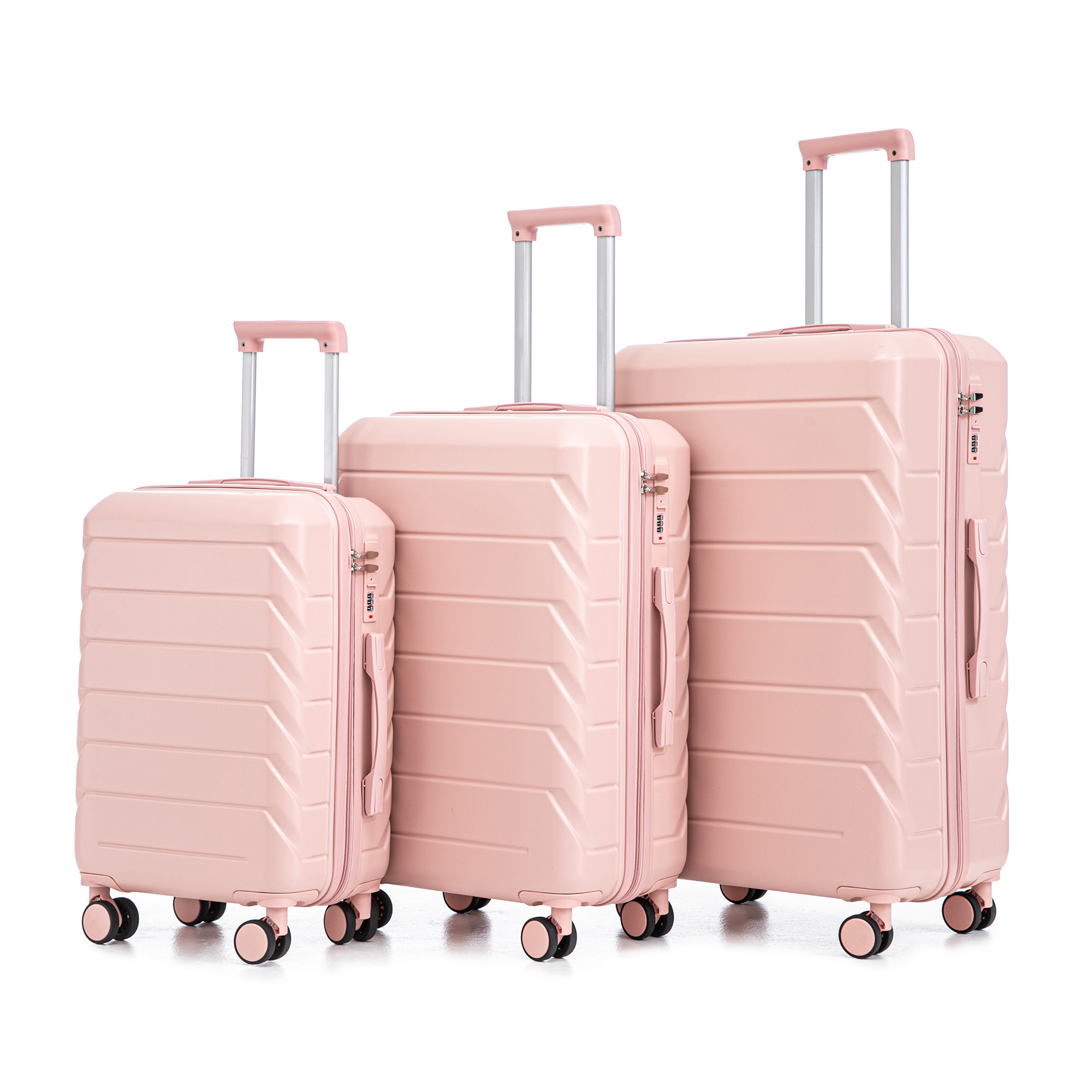 HIFINE TOURIST 20"/24"/28" 3 pcs/set in ABS Spinner Wheel Luggage, Matching Color , With Combination Lock (Pink)