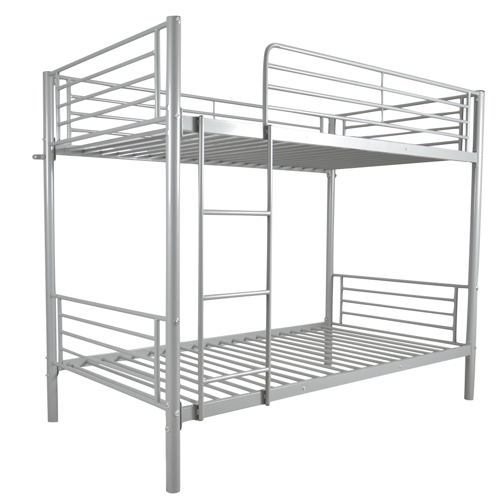 【Same Code：72358270】Iron Bed Bunk Bed with Ladder for Kids Twin Size Gray