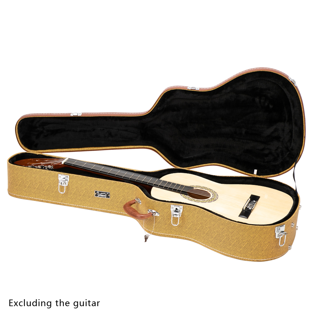 【Replace 46540529】 41" Folk Guitar Hardshell Carrying Case Fits Most Acoustic Guitars Microgroove Flat Yellow